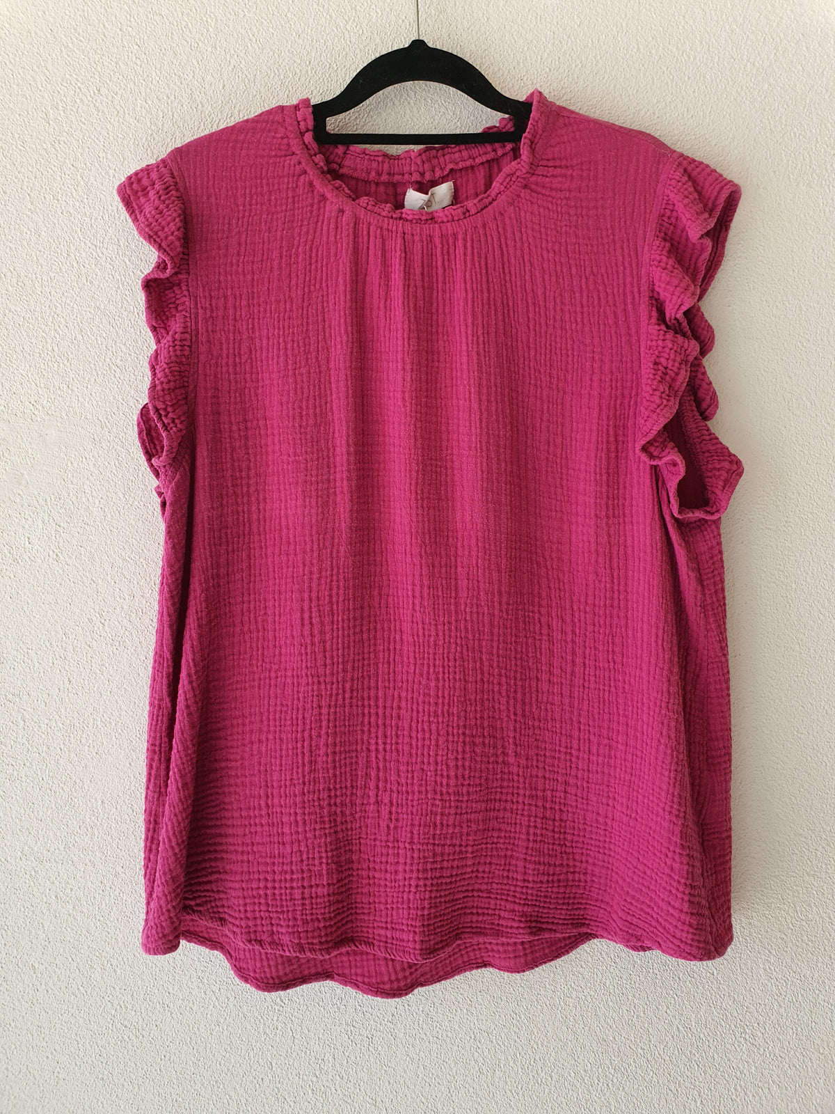 Zest Waffle Top, Pink Cotton M