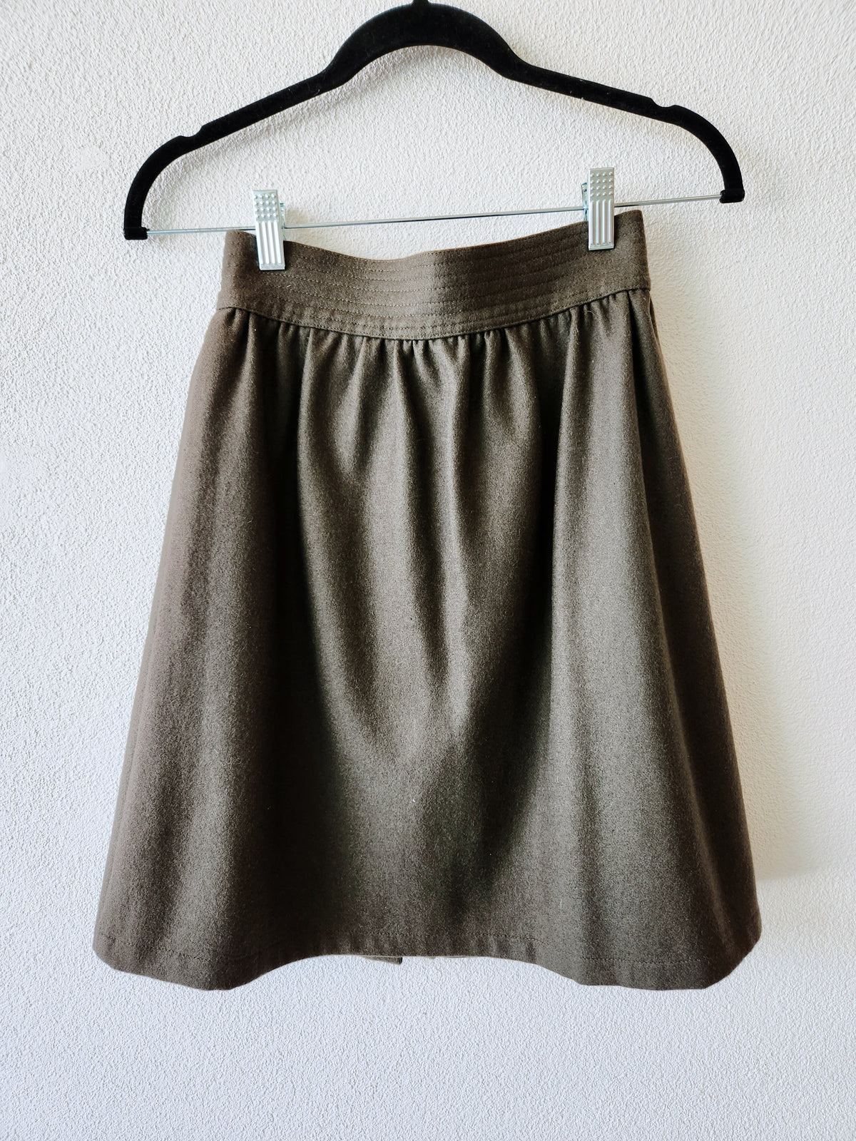 Storm Moss Green Mini Skirt, Wool 6