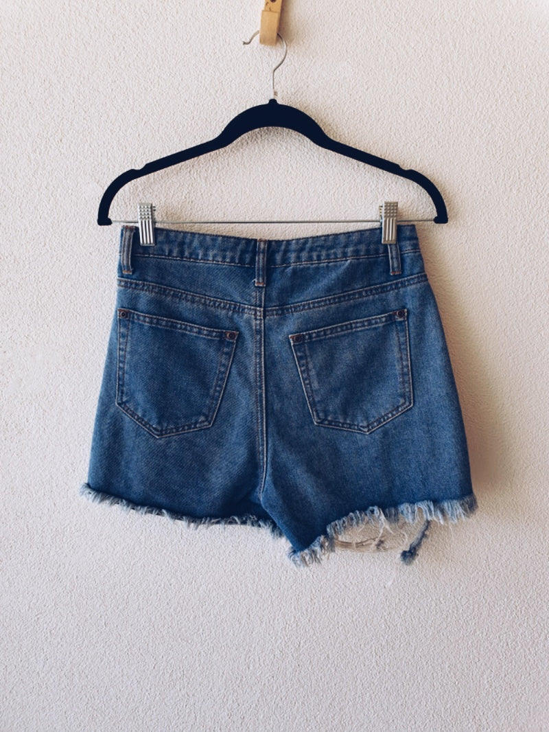 Boohoo Ripped Shorts, Blue 8